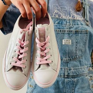 Converse Metallic Silver Sneakers with Pink Accents